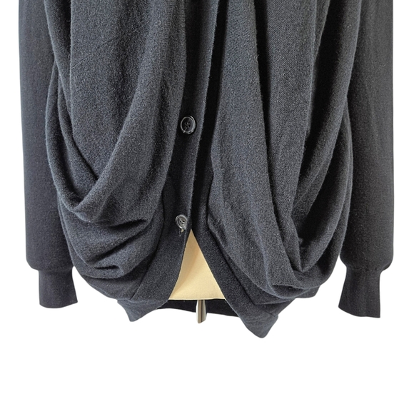 Yoon Cocoon Buttoned Down Black Draped Cardigan - Picture 8 of 13